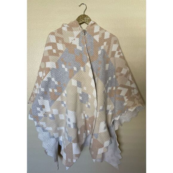 Peter Pilotto Geometric Ottoman Cape Shawl Wool Angora Hooded Women’s One Size - Picture 2 of 13